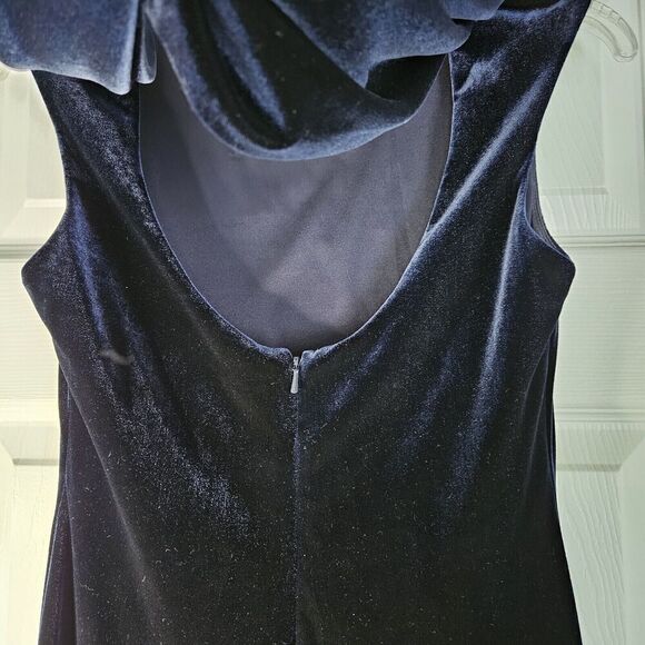 JR NITES by CALIENDO Womens Blue Evening Occasion Velvet Velour Dress - 4P - Picture 5 of 8